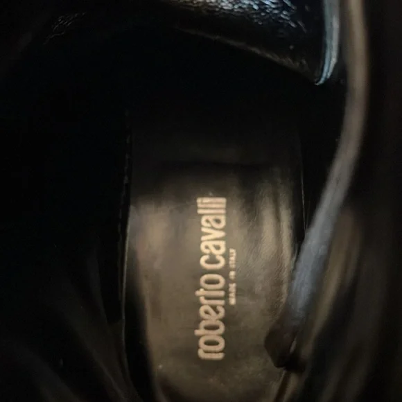Roberto Cavalli leather hiker dark brown boots